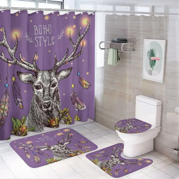 Wild Rein Deer Hand Drawn on a shower curtain