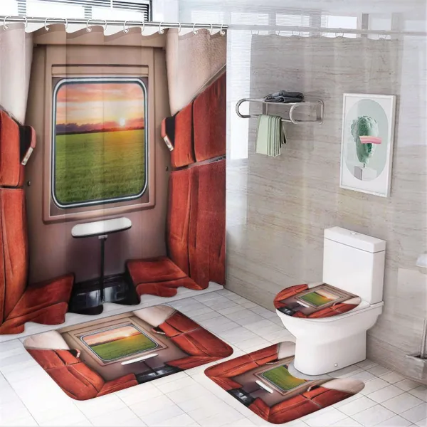 Window Railroad Travel on a shower curtain