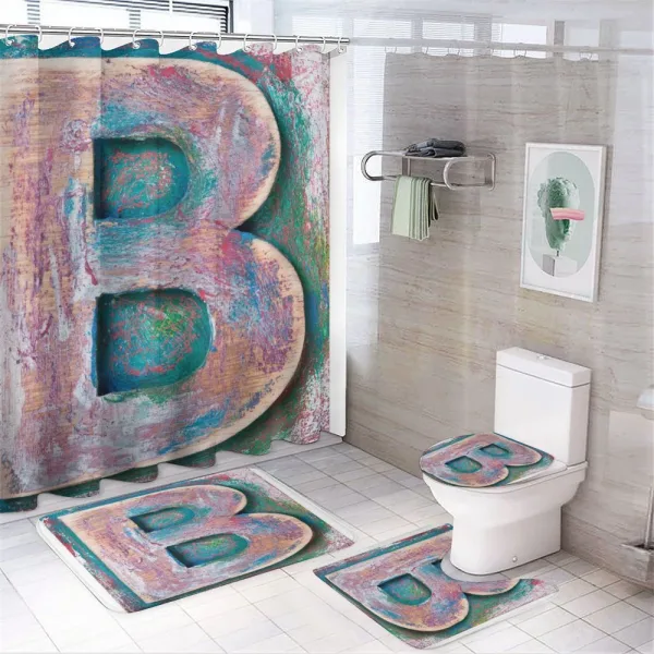 ABC Print Method Old B on a shower curtain