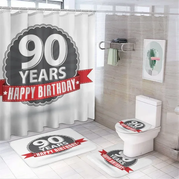 Birthday Red Ribbon on a shower curtain