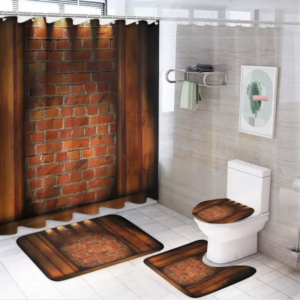 Brickwork on a shower curtain