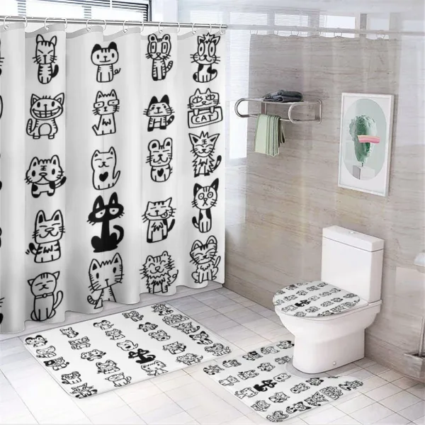 Cats with Happy Faces on a shower curtain