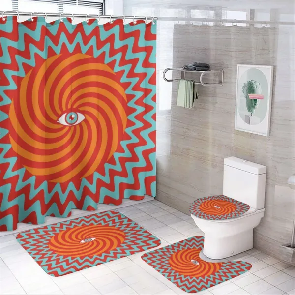 Circles Spiral Lines on a shower curtain