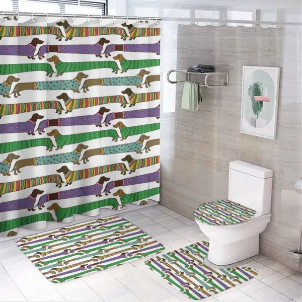 Dachshunds in Clothes on a shower curtain