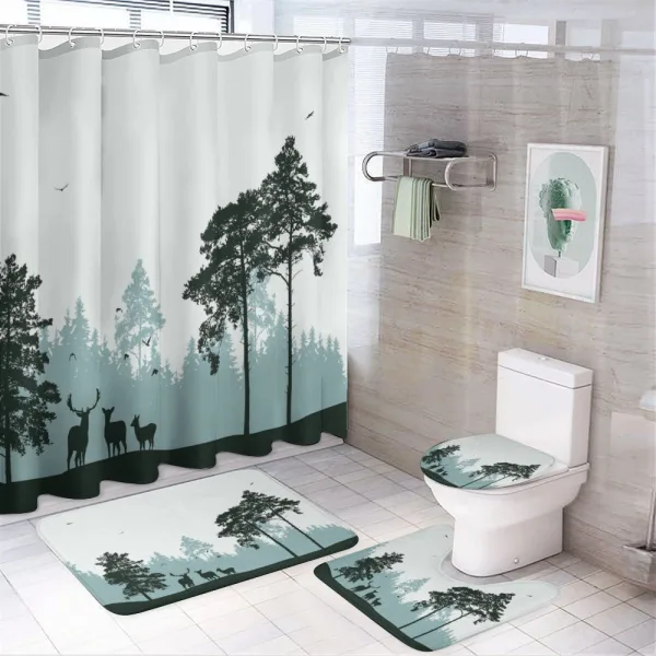 Forest Silhouette Art on a shower curtain