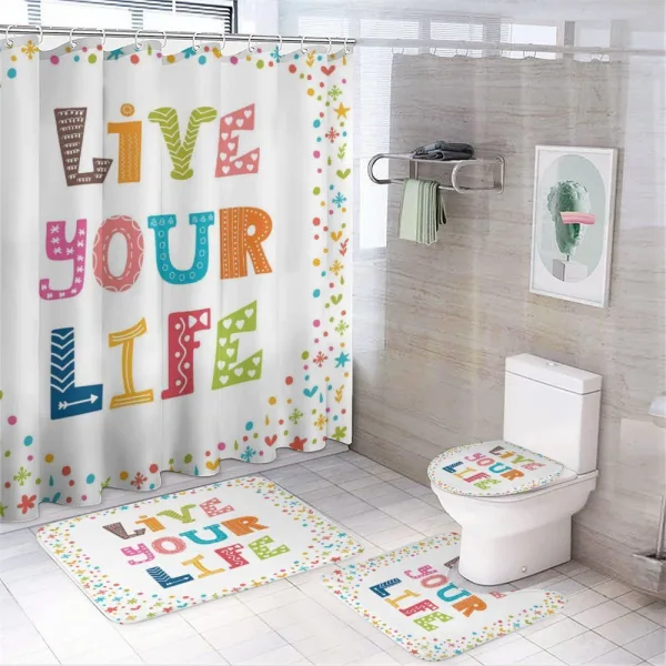 Funny Live Your Life Wording on a shower curtain