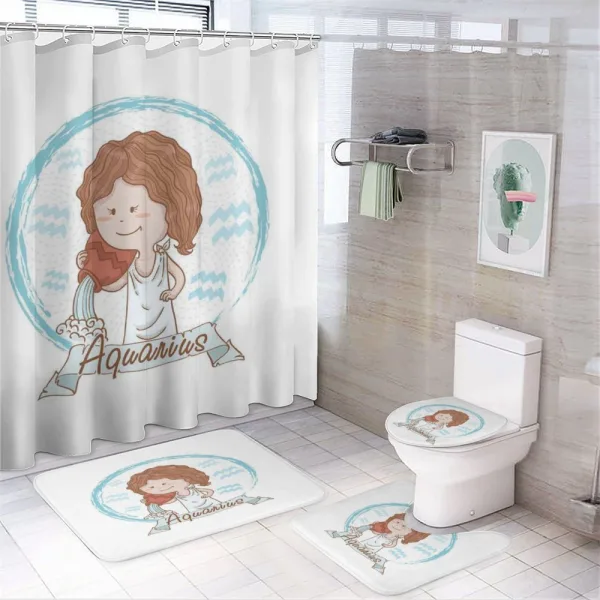 Girl with a Bucket on a shower curtain