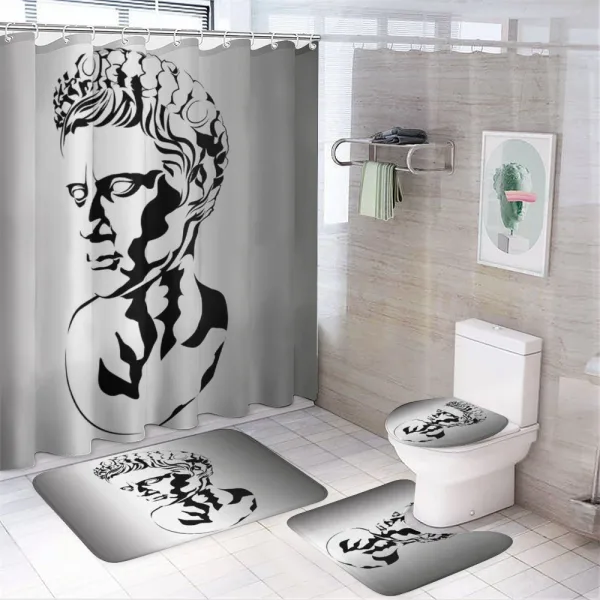 Graphic Augustus Art on a shower curtain