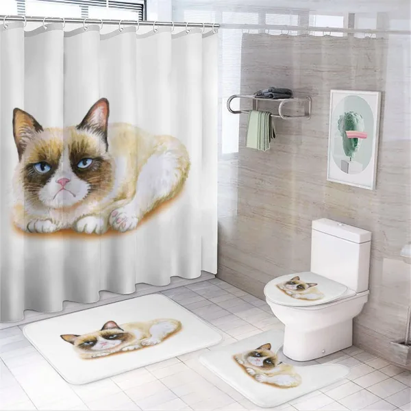 Grumpy Angry Cat Love on a shower curtain