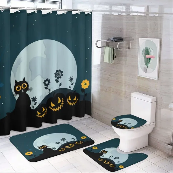 Kitty Under Moon on a shower curtain
