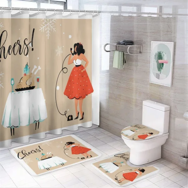 Mom Phone Dinner Table on a shower curtain