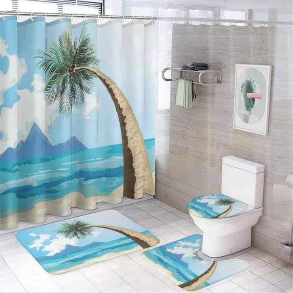 Palm Tree on the Beach on a shower curtain