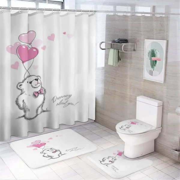 Pink Heart Romantic Words on a shower curtain