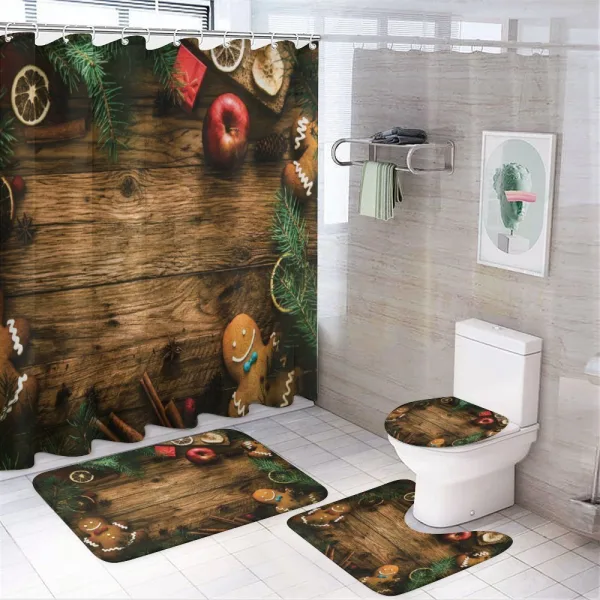 Rustic Lodge Wood on a shower curtain