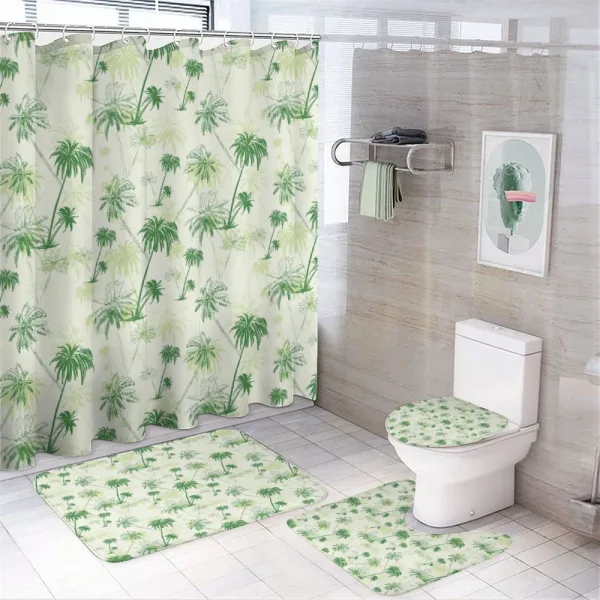 Sketch Style Palm Trees on a shower curtain