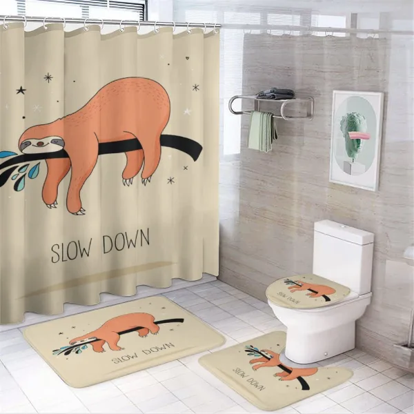 Sleepy Sloth Cartoon on a shower curtain