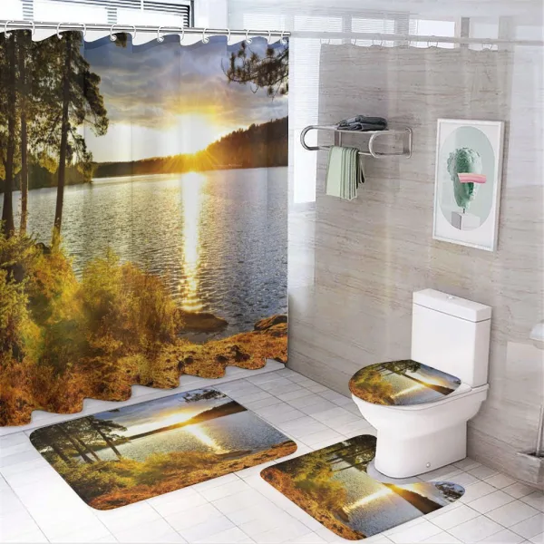 Sunset Forest Canada on a shower curtain