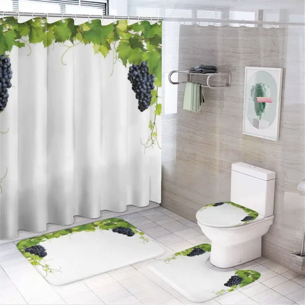 Wine Leaves in Village on a shower curtain