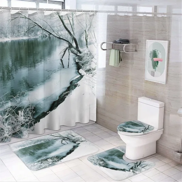 Winter Snowy Foliage on a shower curtain