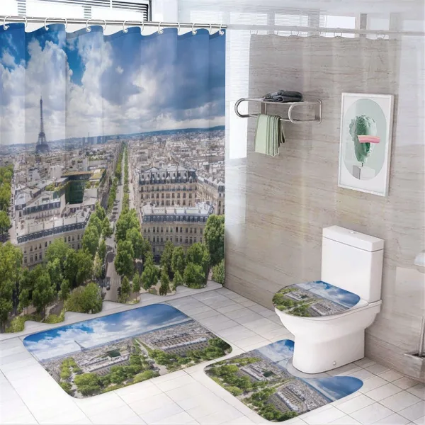 Aerial View Paris on a shower curtain