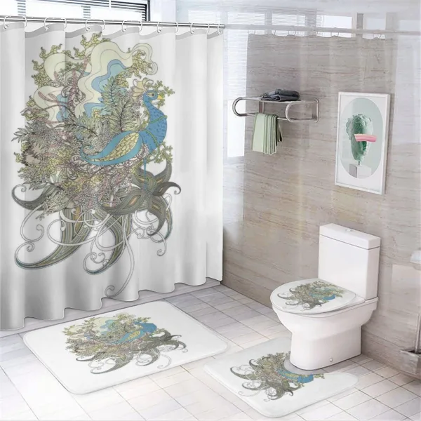Aquatic Feathers on a shower curtain
