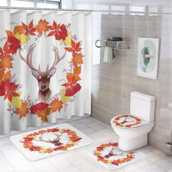 Autumn Leaves Wreath Art on a shower curtain