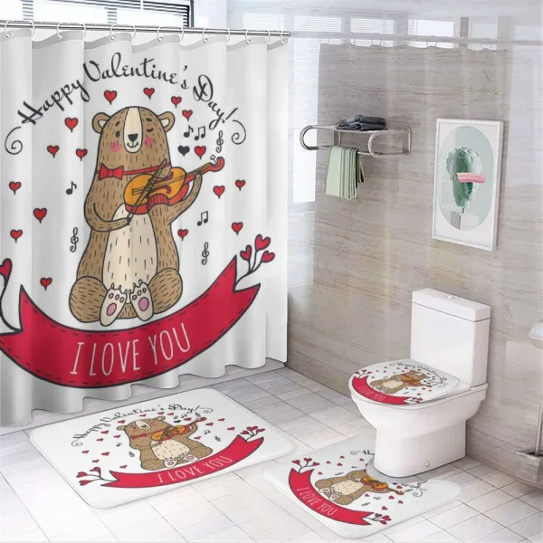Bear and Violin on a shower curtain
