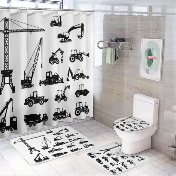 Black Trucks Set on a shower curtain