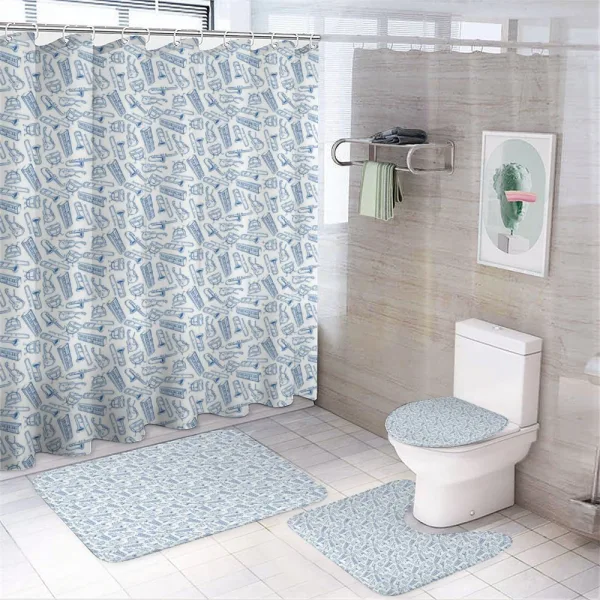 Blue Sketchy Pattern on a shower curtain