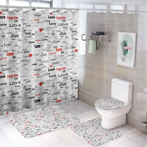 Calligraphy Hearts Stars on a shower curtain