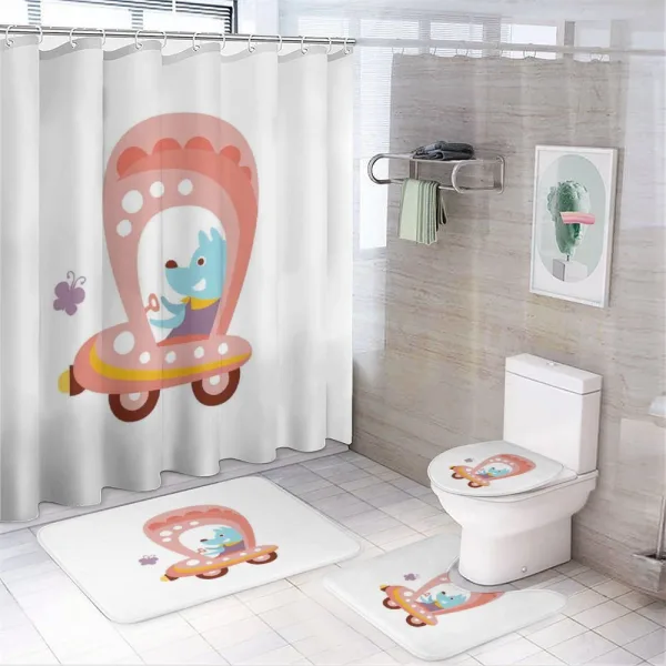 Cartoon Car Puppy on a shower curtain
