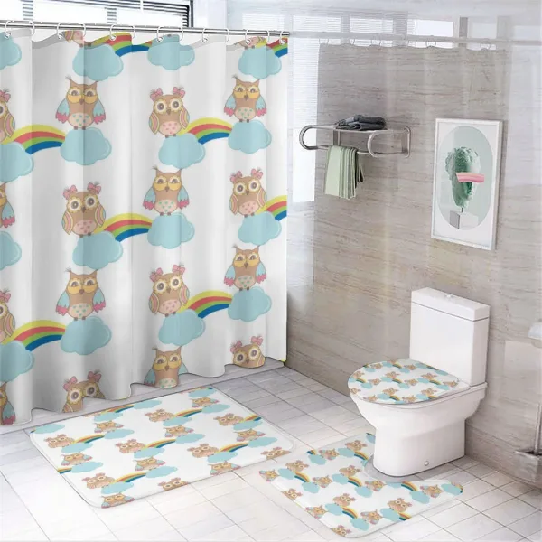 Clouds Rainbows Birds Fly on a shower curtain
