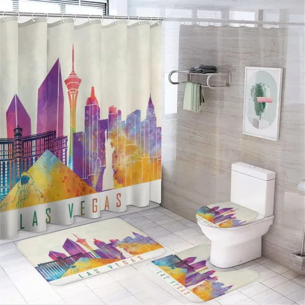 Colorful Landmarks Design on a shower curtain