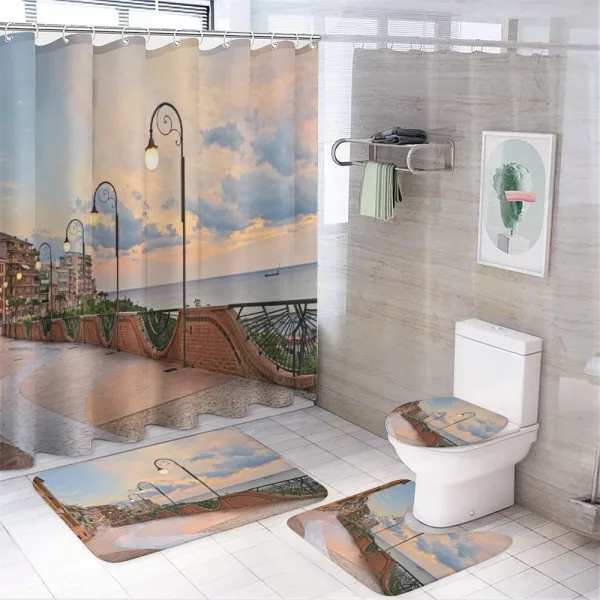 Dawn in Ortona Abruzzo on a shower curtain
