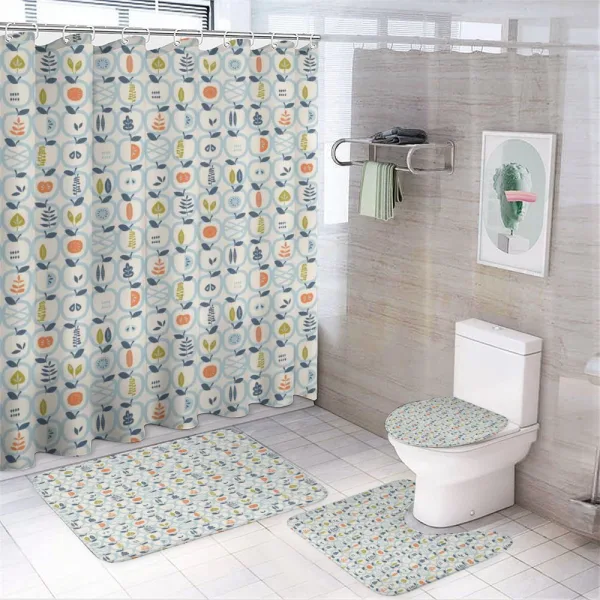 Doodle Style Fruit Halves on a shower curtain