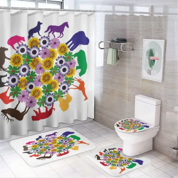 Flowers Wild Animals on a shower curtain