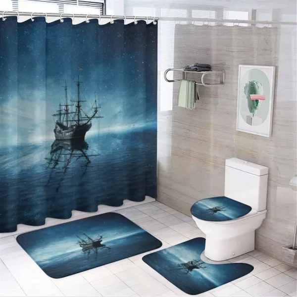 Night Sky Ocean on a shower curtain