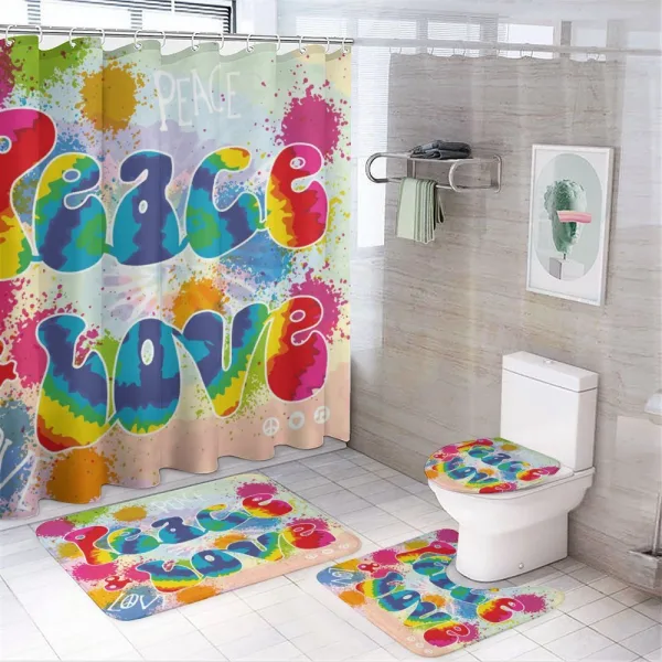 Peace and Love Funky on a shower curtain