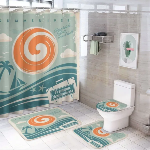 Retro Art Summer on a shower curtain