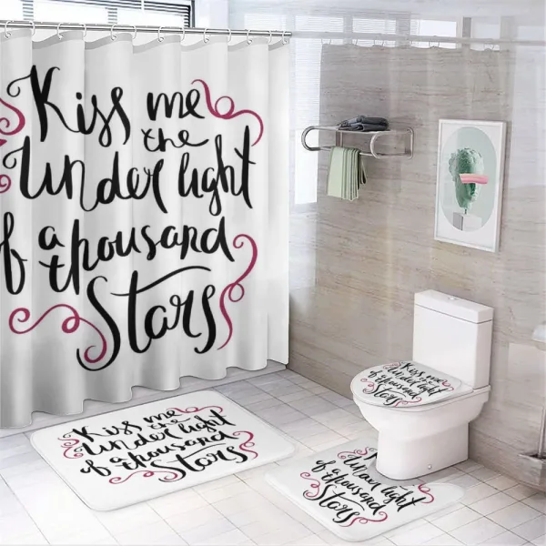 Romantic Message Curls on a shower curtain