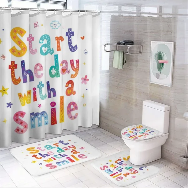 Start the Day with a Smile on a shower curtain