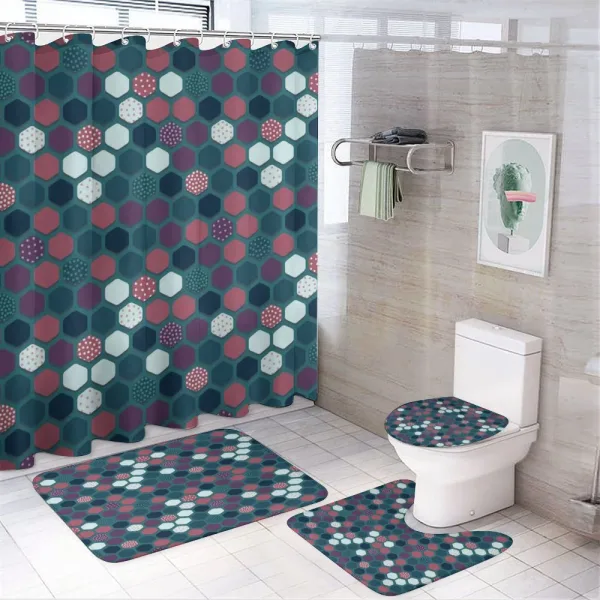 Vibrant Hexagon Shapes on a shower curtain