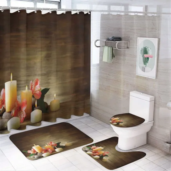 Candles Wellbeing Unity on a shower curtain