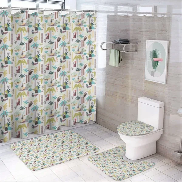 Cartoon Hawaii Trees on a shower curtain