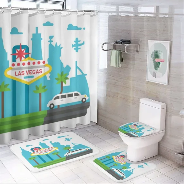 Cartoon Limo City Sign on a shower curtain