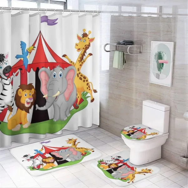 Circus Tent Giraffe Mime on a shower curtain