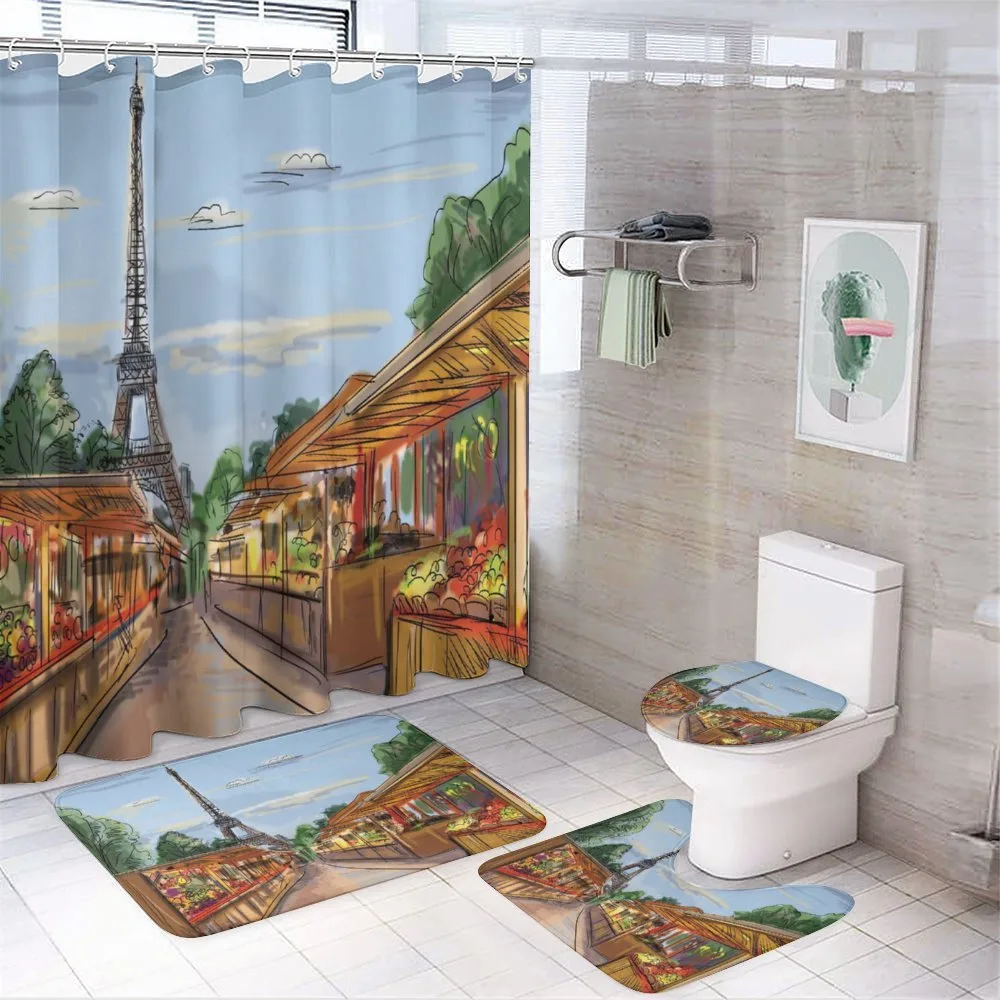 Colorful Sketch Street Eiffel — Your design