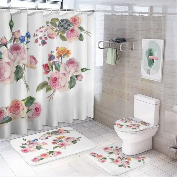English Wild Roses Bouquet on a shower curtain