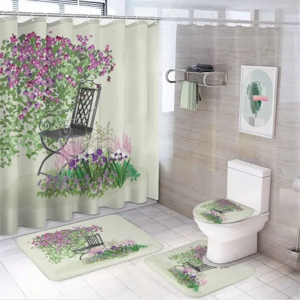 Flowers Blooming Garden on a shower curtain