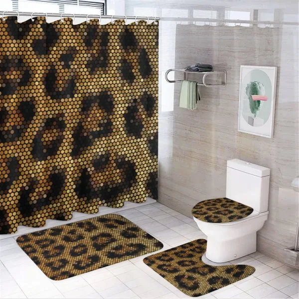 Leopard Motif Trippy on a shower curtain